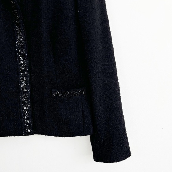 Ann Taylor Black Embellished Wool Blend Tweed  Button Down Blazer Size 10 - Picture 6 of 15